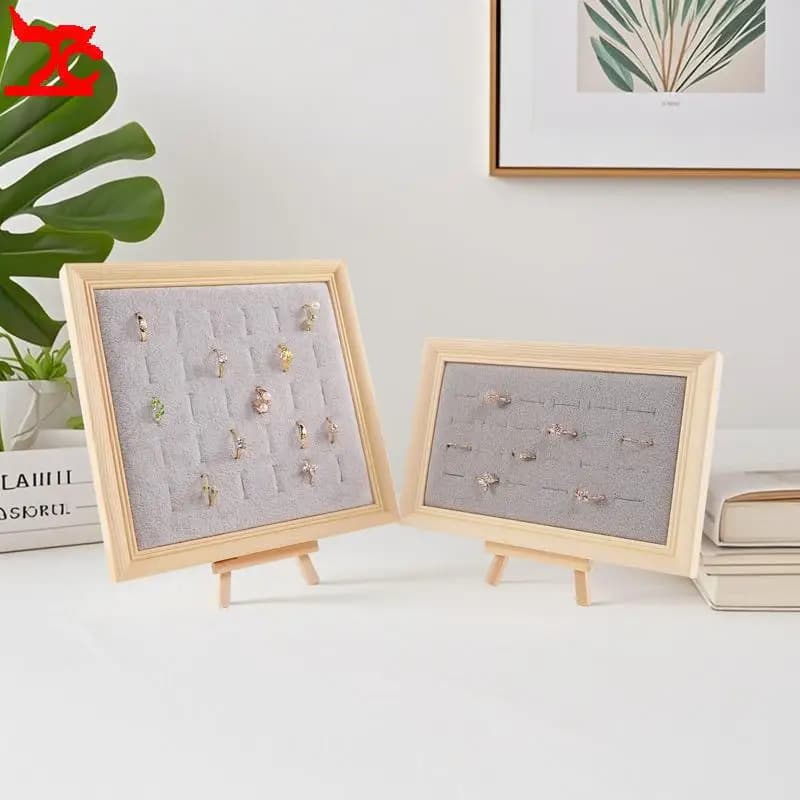 Espositore per Anelli in Legno Massello Stile Cornice Portafoto, Porta Gioielli con 24 o 30 Scomparti, Supporto per Anelli Premium Rivestito in Velluto