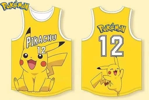 Maglia da basket Pokemon Pikachu 12 - Canotta senza maniche, abbigliamento streetwear anime per uomo, donna e bambino, gilet sportivo estivo traspirante