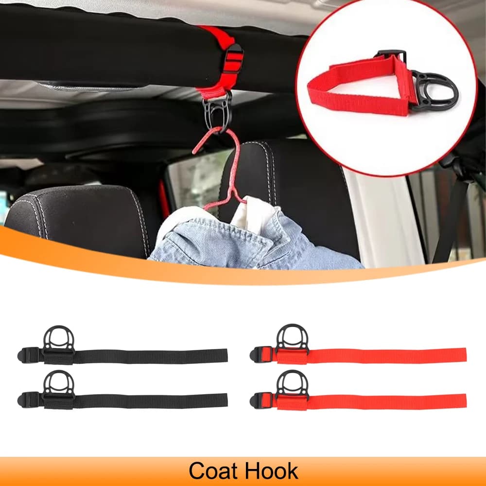 2 pieces clothes hangers for Jeep Wrangler TJ JK JL JT 1997-2024 Roll Bar multifunctional clothes hook for interior car accessories hats