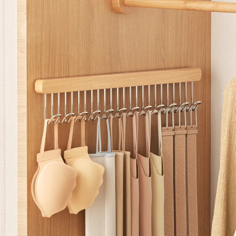 8/12 Hooks Multifunctional Bar Hooks Pull Out Hook Rack Cabinet Swivel Rack Space Saving Wardrobe Rod for Cravatte Scarves