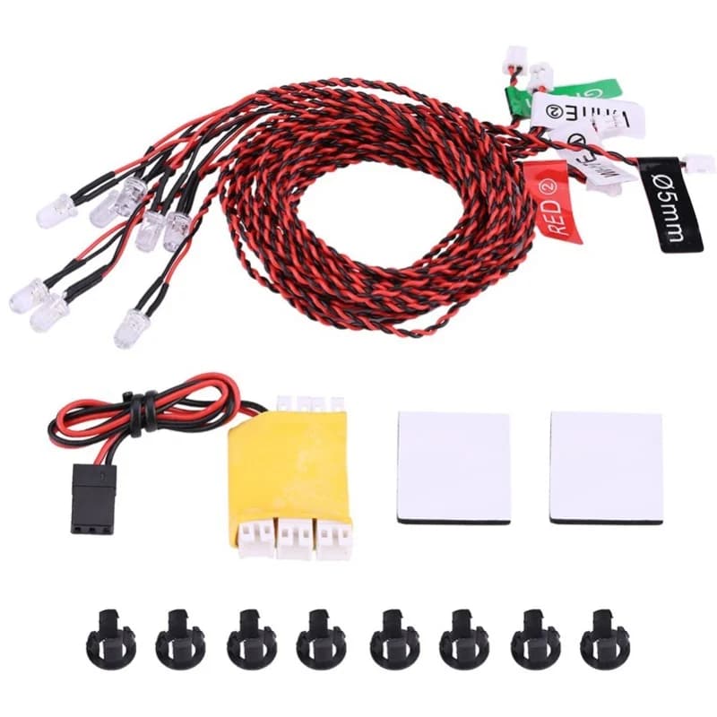 Kit di illuminazione a 8 LED con luci lampeggianti simulate per aerei ed elicotteri RC