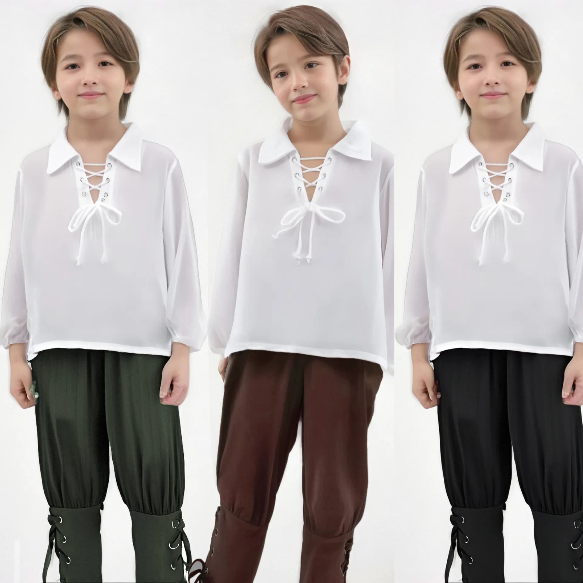 Costume Ren Faire per ragazzi, abito da pirata medievale, camicia, pantaloni corti, per bambini, rinascimentale, Halloween, Jacobite scozzese