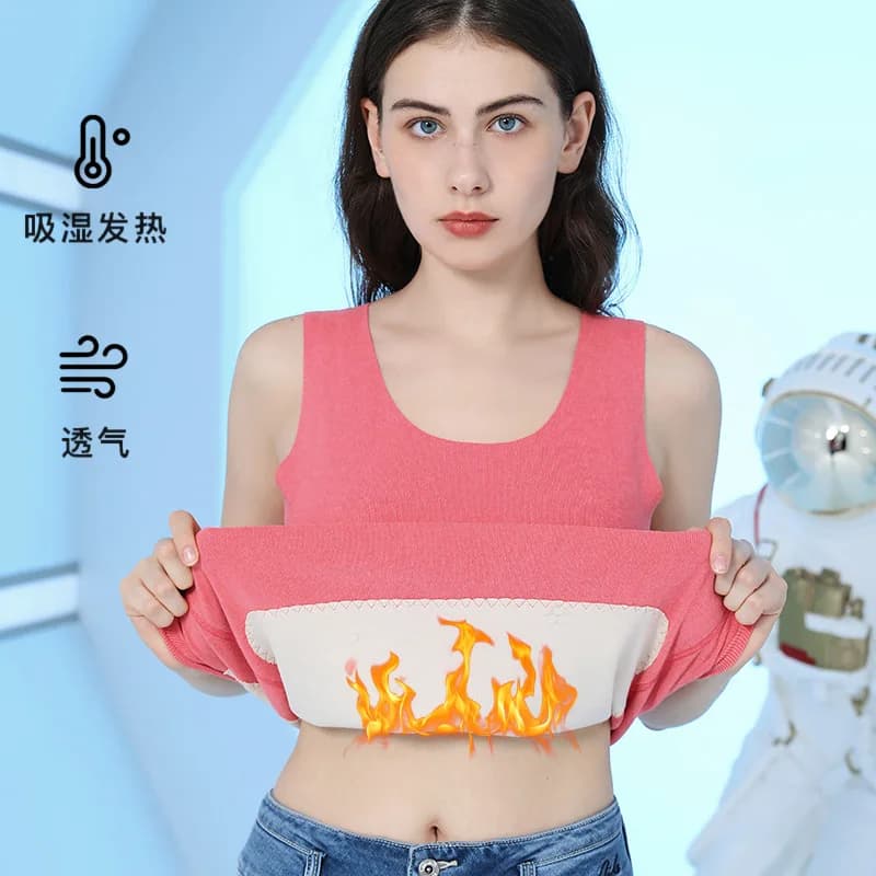 Thermal Underwear Women Top Vest with With Double-layer Abdominal Protection Sleeveless Tops Female Comfortable Fleece Lingerie