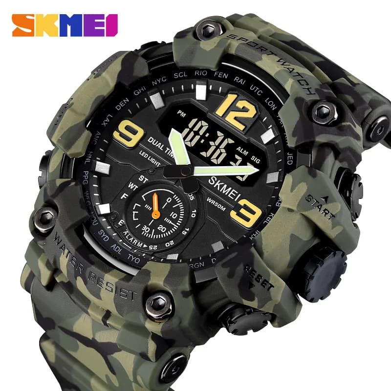 SKMEI Orologio da polso digitale digitale antiurto per uomo Doppio movimento LED con luce Sport Orologio al quarzo Orologi elettronici impermeabili maschili