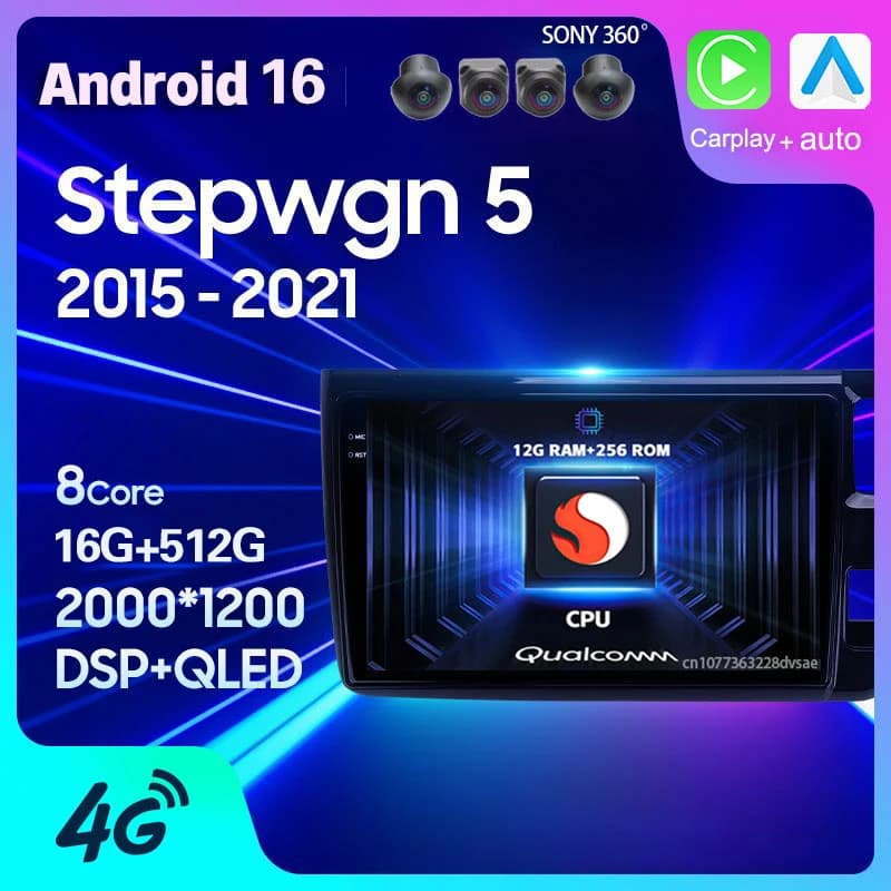 Android 16 Car Radio For Honda Stepwgn 5 2015 - 2021 Right hand drive Carplay Auto GPS Player Multimedia DSP Video 2 Din Stereo