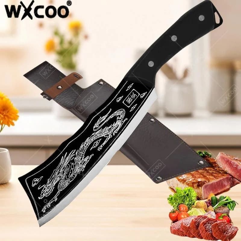 WXCOO Stainless Steel Kitchen Knives Meat Cleaver Handmade Forged Knife Butcher Knife Bone Chopper for Cooking Household Kitchen
