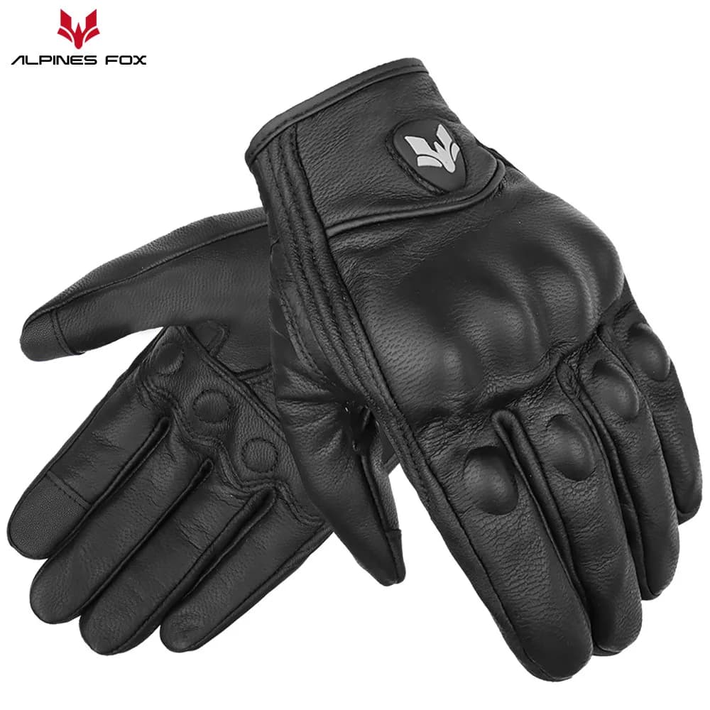 Summer New Vintage Leather Motorcycle Gloves Men Black Wear-resistant Guantes Touchscreen Anti-slip Retro Motobiker Luvas