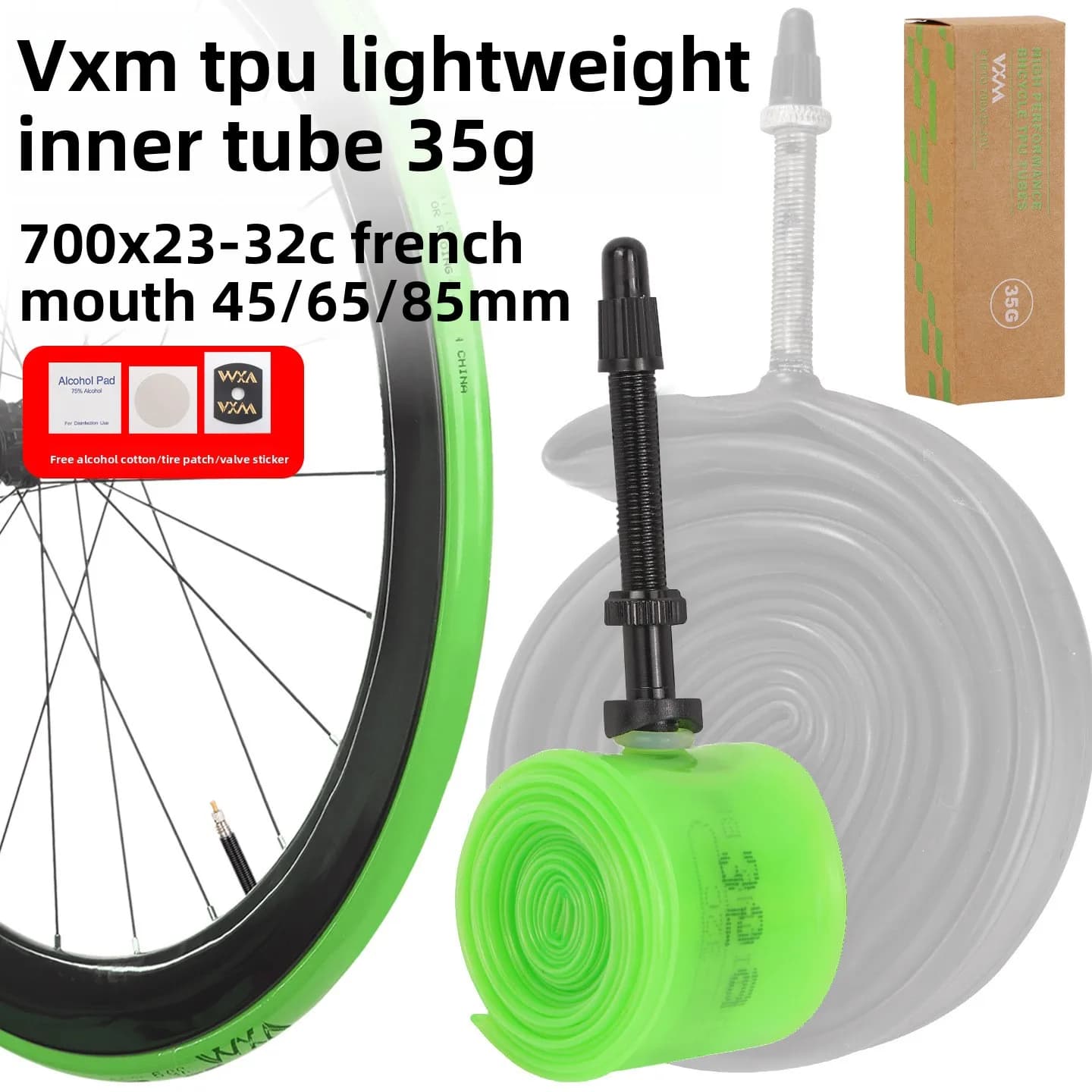 Highway bicycle TPU inner tube 700X23-32C French aluminum alloy air nozzle 48/65/85mm portable inner tube Bike Inner Tube