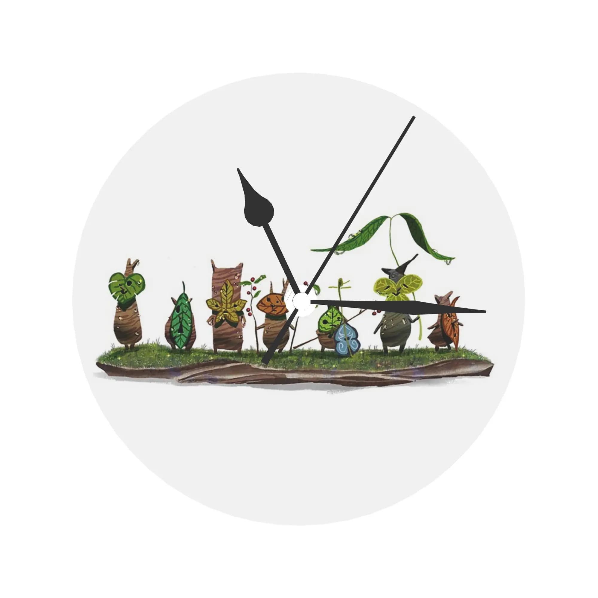 plant Spirits Wall Clock Room Decoration Quiet Round Clock For Bedroom Living Room Kitchen Home