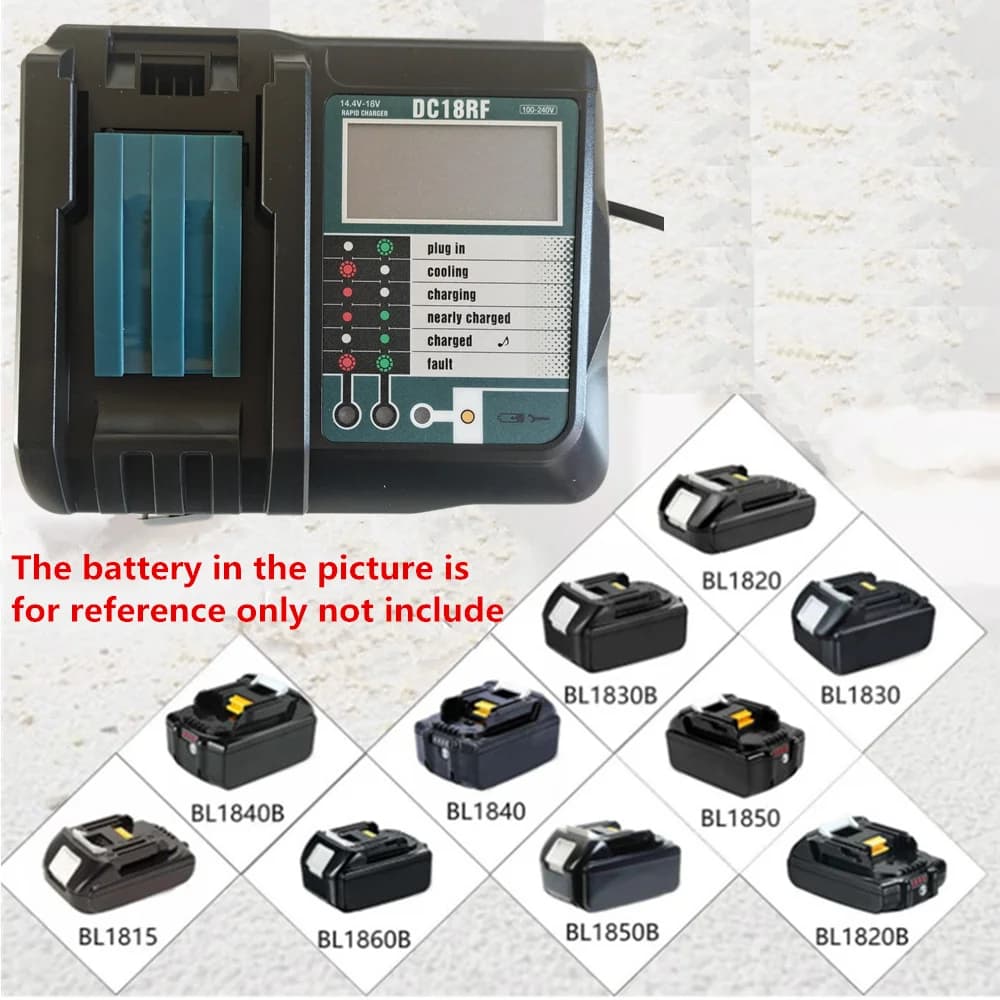 Caricabatterie con display LCD per batterie Makita Li-ion 14.4V/18V 3.5A, compatibile con BL1415 BL1430 BL1815 BL1830 BL1840 BL1850 BL1860, con porta USB
