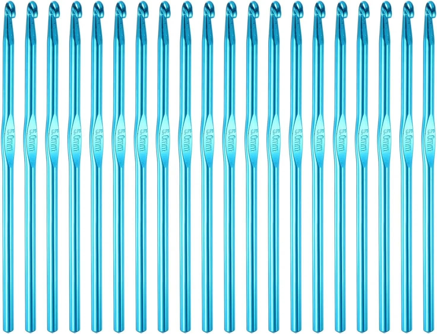 Uncinetto in alluminio 5.0mm misura US H per lavori a maglia fai da te, colore blu