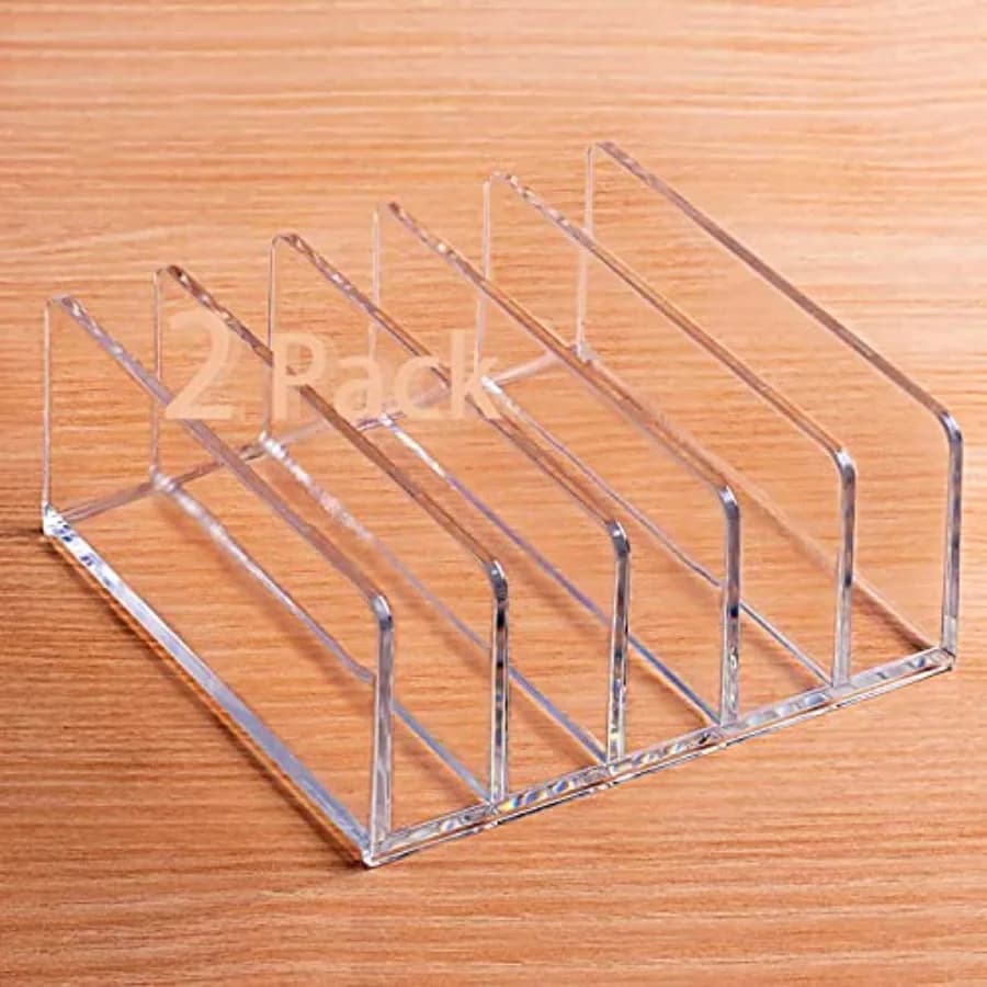 Acrylic Mail Organizer for Sorting Mail, Business Card 2Pack, 5 Slots Mail Holder for Desktop Shelf, Acrylic Mail Sorter for De