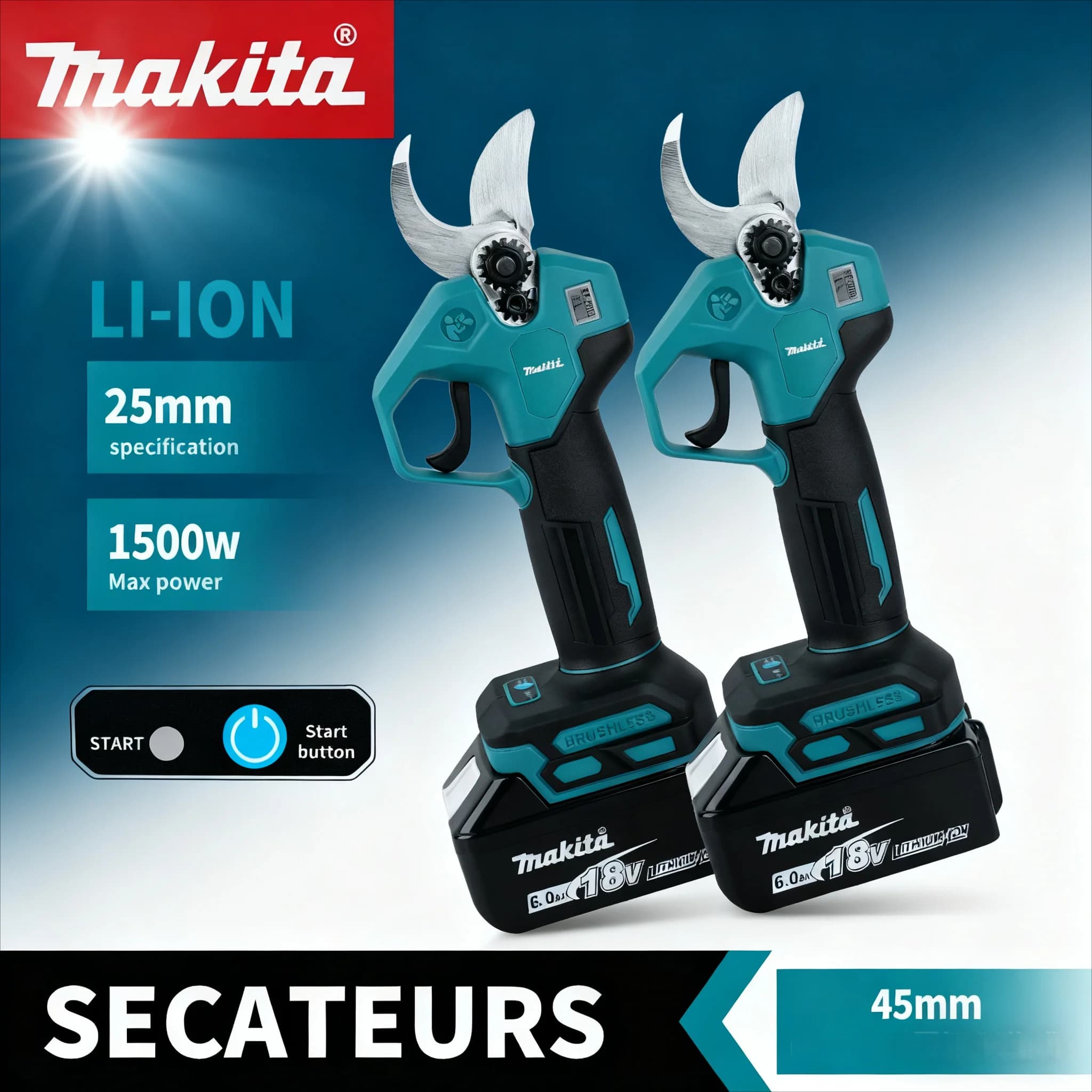 Original Makita MPP569 18V Brushless Cordless Electric Pruning Shears 25mm Cutting Lightweight Garden Tree Branch Pruner Scissor
