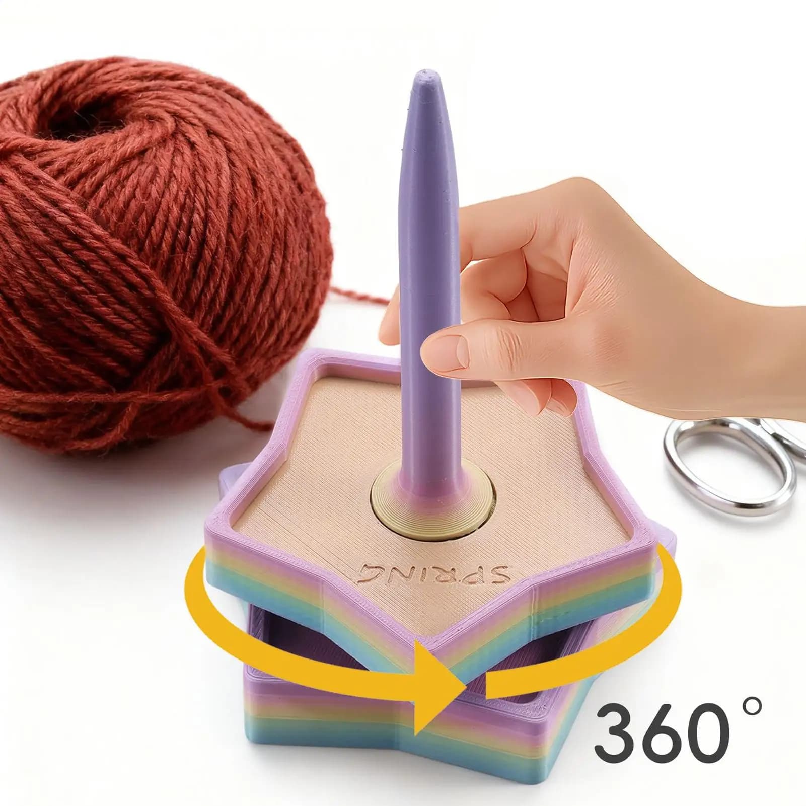 Porta Gomitoli di Filato per Uncinetto con Meccanismo Rotante, Rack per Bobine di Filato Stampato in 3D per Donne Principianti e Appassionate di Uncinetto