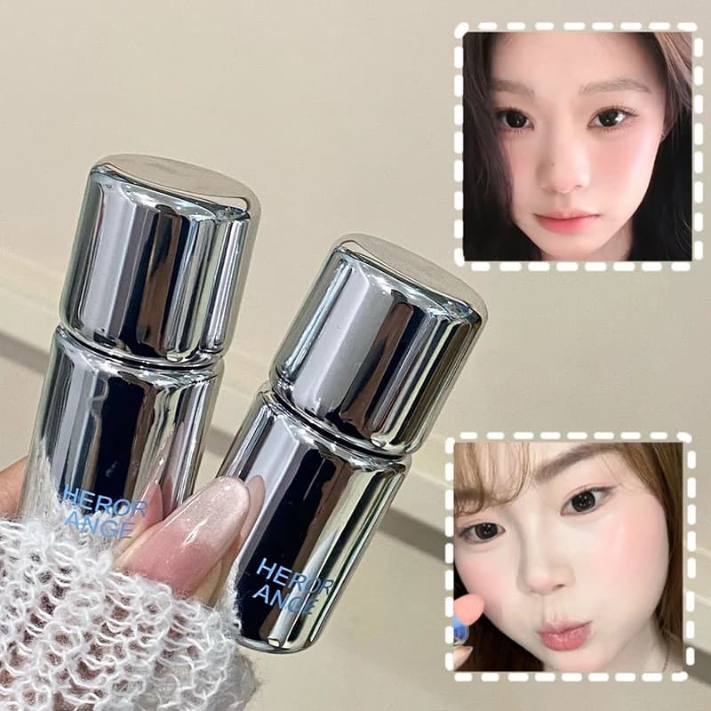 HERORANGE matt liquid blush, water effect cheek cream, smooth blush with large sponge applicator, easy to apply, natural color.