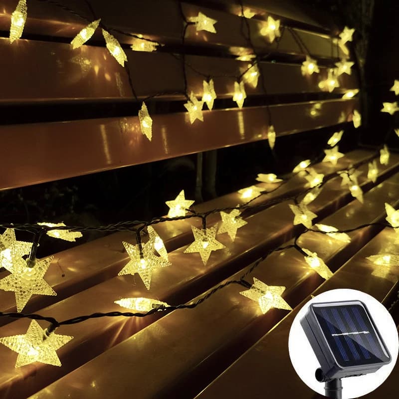 Luci a LED a Forma di Stella per Ramadan, Catena Luminosa Solare per Esterni, Decorazioni per Matrimoni, Giardini, Feste, Casa, Ornamenti Eid Mubarak