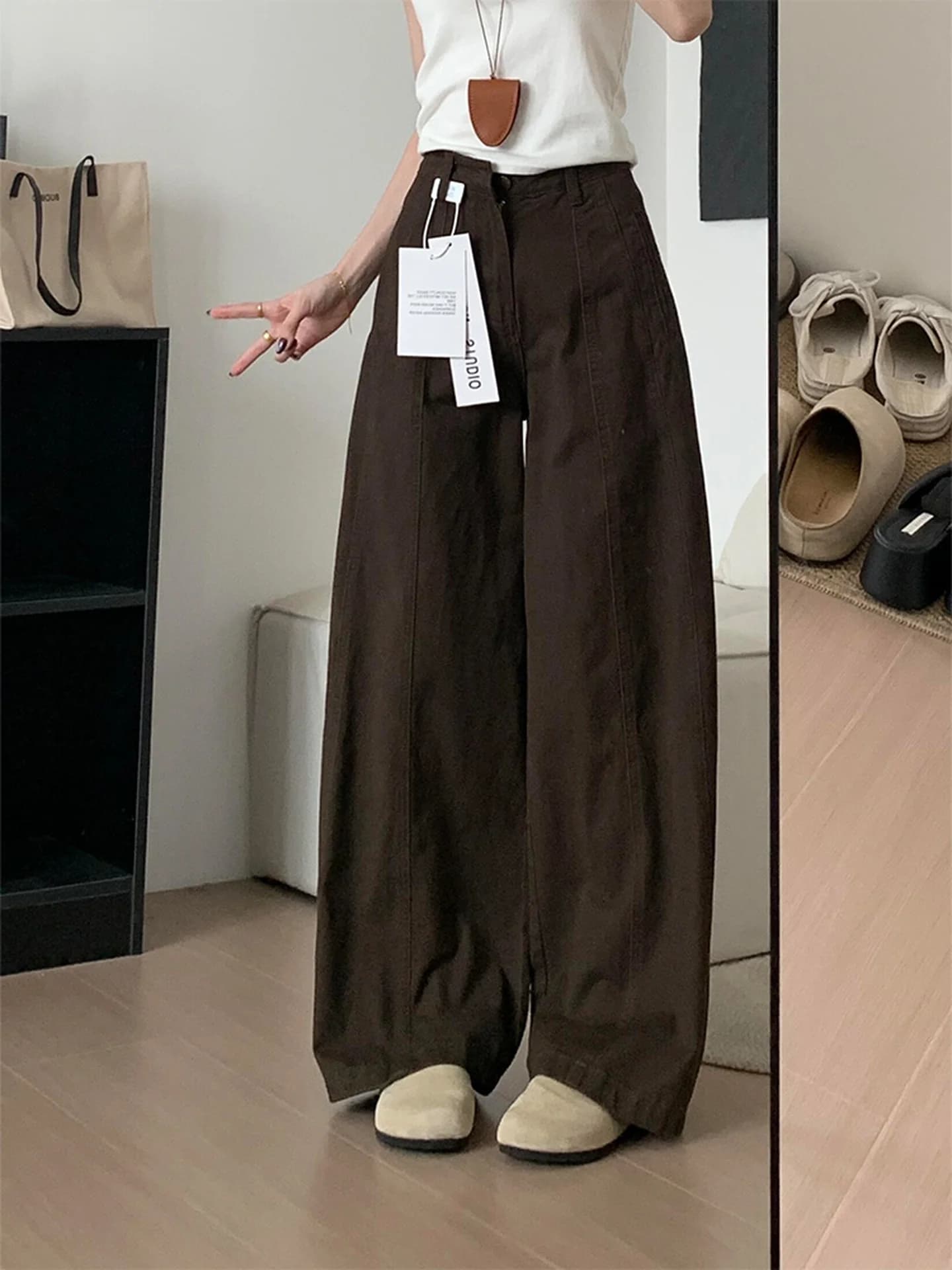 Jeans Americani a Vita Alta da Donna, Estivi, Stile Spicy Girl, Modellanti, Gamba Dritta, Gamba Larga, Pantaloni Lunghi Casual in Denim Tinta Unita