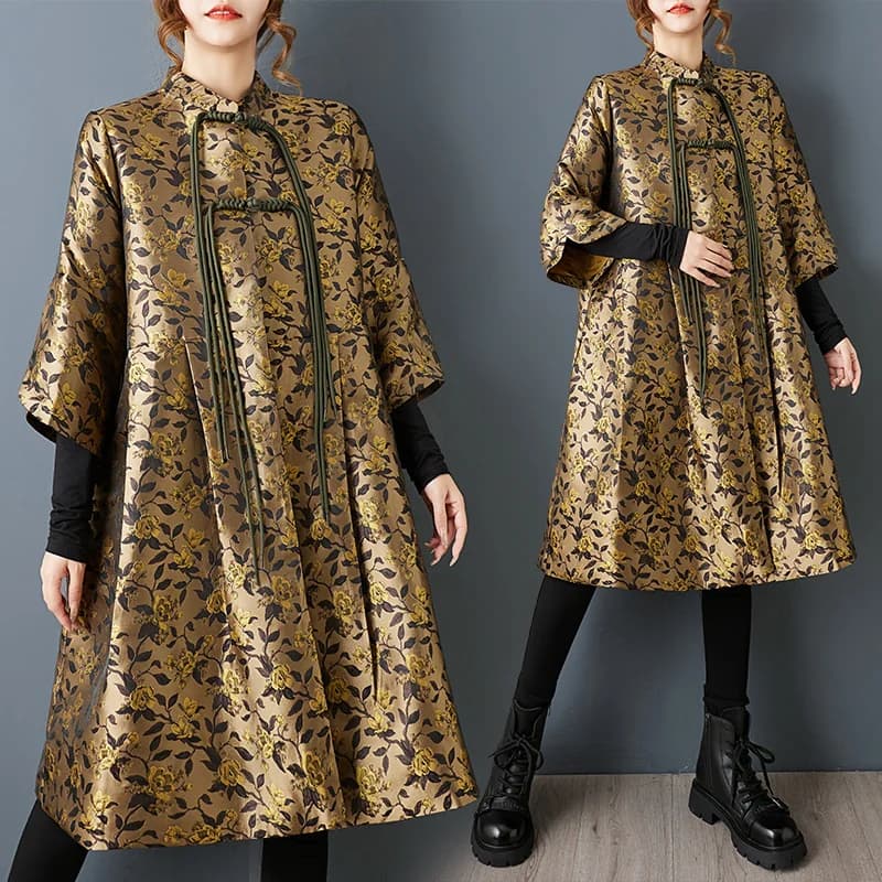 Elegante Giacca Oversize Ricamata Stile Primavera Autunno con Fiori 3D, Lunghezza Media, Doppio Strato, Moda Nazionale Cinese