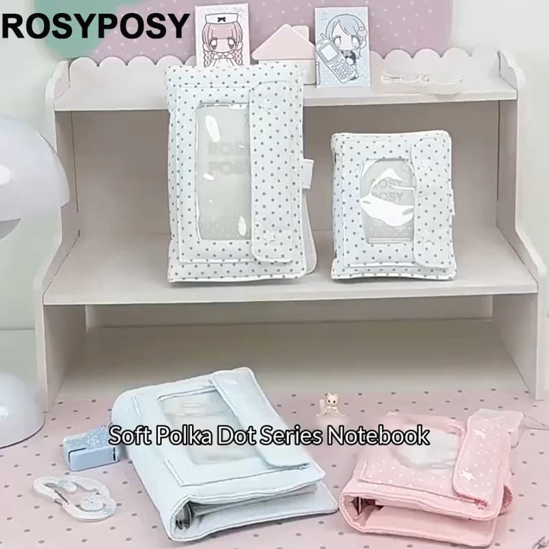 Quaderno RosyPosy Celestial Puffy Dotted M5/A6 con morbido riempimento, diario con copertina in tessuto a pois squisito, taccuino portatile
