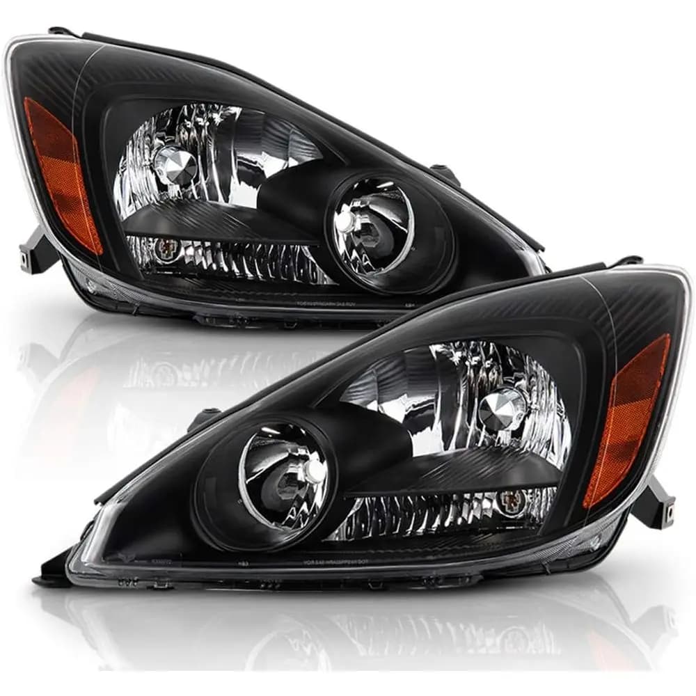 Per [Modello Alogeno] Toyota Sienna Van 2004-2005, Gruppo Fari Anteriori con Alloggiamento Nero, Lato Guida e Passeggero