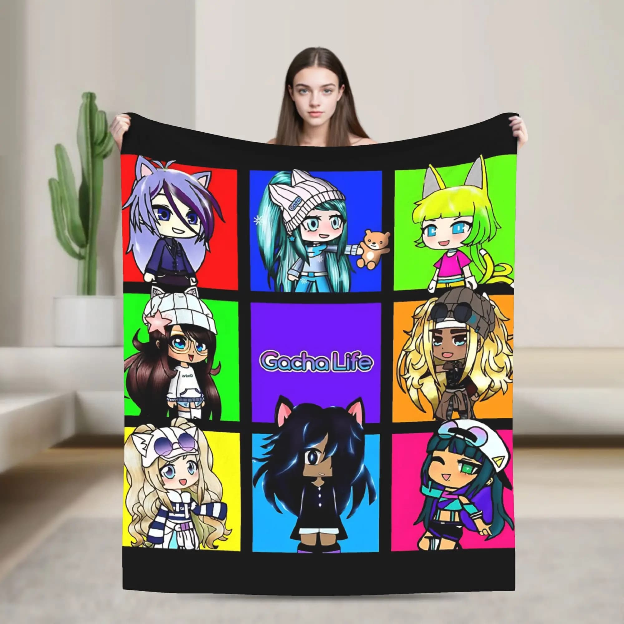 Kawaii chibi Gacha Blanket Quality Super Soft Bedding Throws Autumn Travel Bedroom Novelty Bedspread