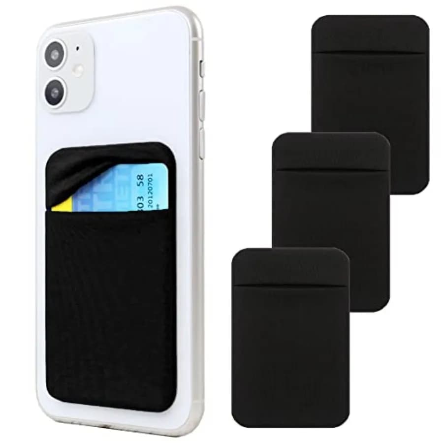 3Pack Adhesive Phone Pocket, Cell Phone Stick On Card Wallet, Credit Cards/ID Card Holder Double Secure with Self Sticker for B