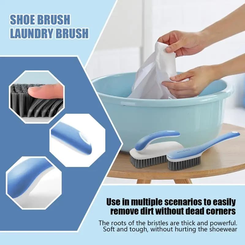 Spazzola per bucato 2X Spazzola per lavare le scarpe Strumento portatile per la pulizia del bagno con impugnatura ergonomica Forniture per la casa multiuso