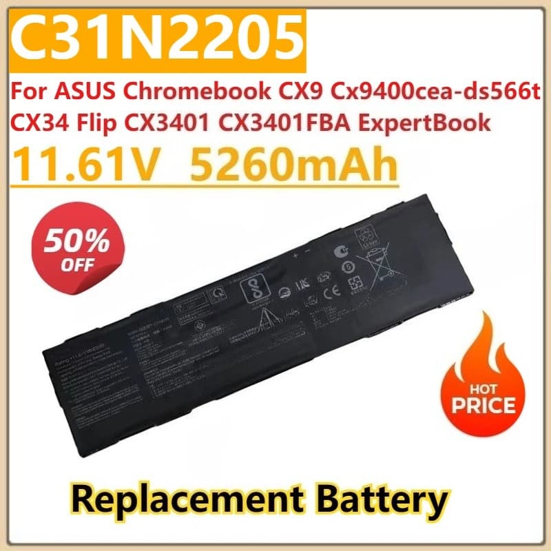 Nuovo C31N2205 Batteria Del Computer Portatile 11.61V Per ASUS Chromebook CX9 Cx9400cea-ds566t CX34 Flip CX3401 CX3401FBA ExpertBook B3 B3404CVF