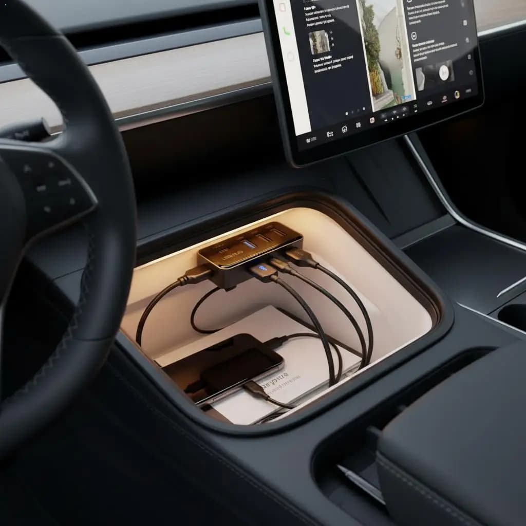 Per Tesla Per Il Modello Y Dock di Espansione di Controllo Centrale 4-in-1 Multi Porta Guanti Docking Station Dock di Espansione USB Adap