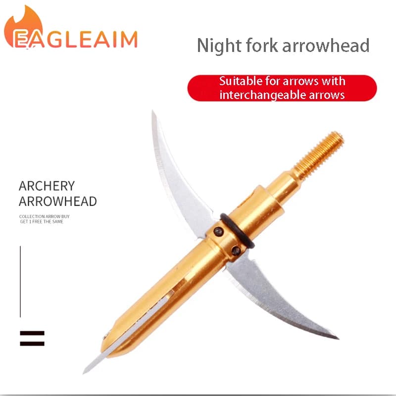 6PCS 108Grain Night Fork Arrowhead Broadhead Arrowhead Point Tip for DIY Recurve Bow Arrow Shooting Target Archery Accessories