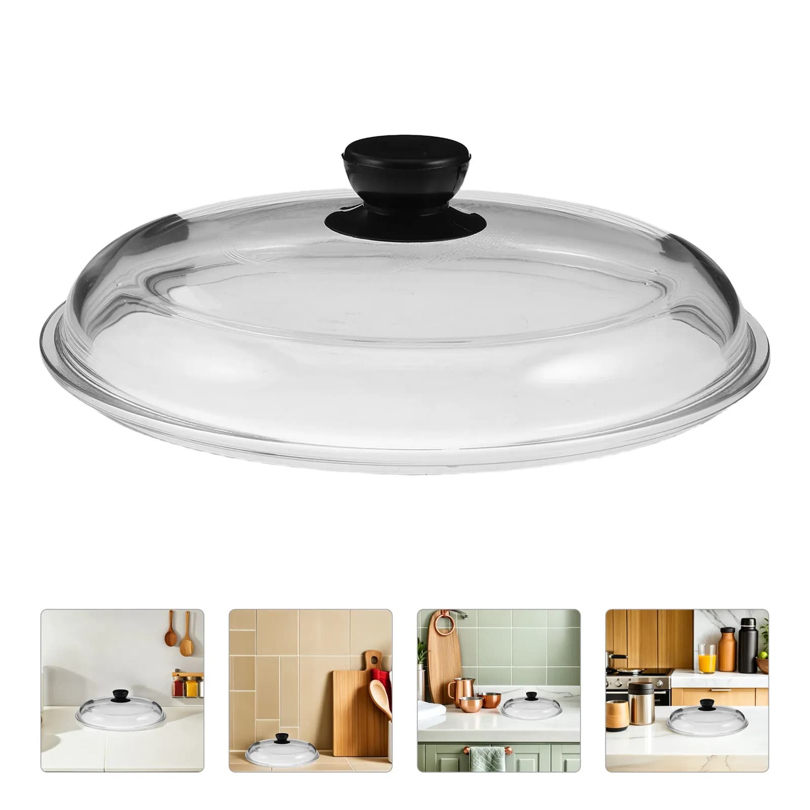 Coperchio in Vetro Temperato Trasparente 18cm, Ricambio per Pentole con Manico Antiscottatura, per Padelle e Vaporiere