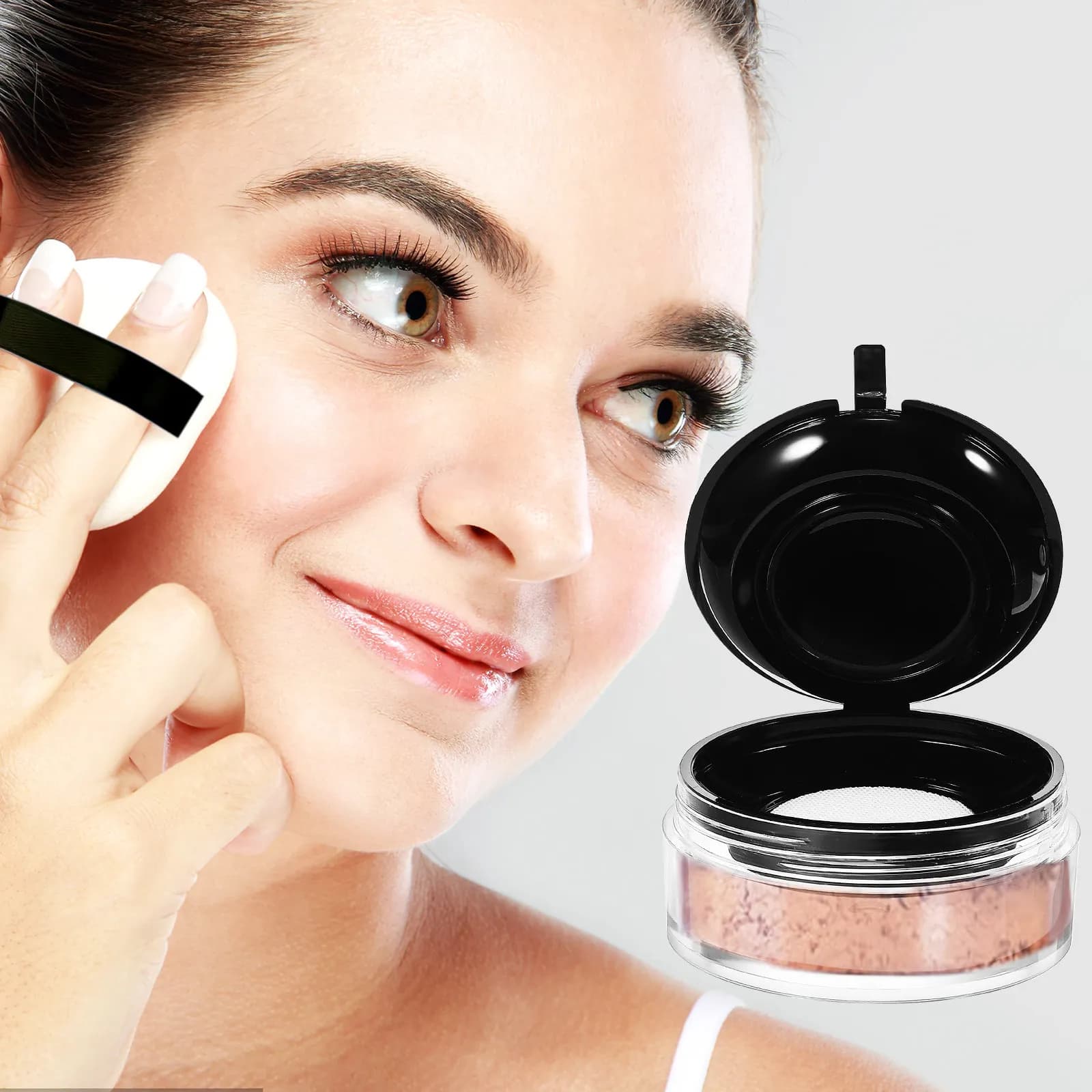 Contenitore Vuoto Compatto per Cuscini Compatti, Custodia Portatile da Viaggio per Fondotinta, Piccola Scatola per Polvere con Applicatore a Puff, Contenitori per Trucco