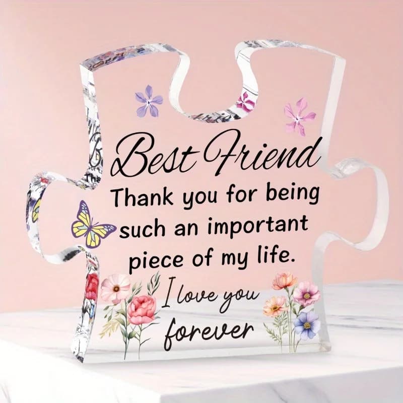 Elegante decorazione da tavolo in acrilico a forma di puzzle Best Friends, regalo ideale per l'amicizia di compleanno per le donne, perfetto per Natale