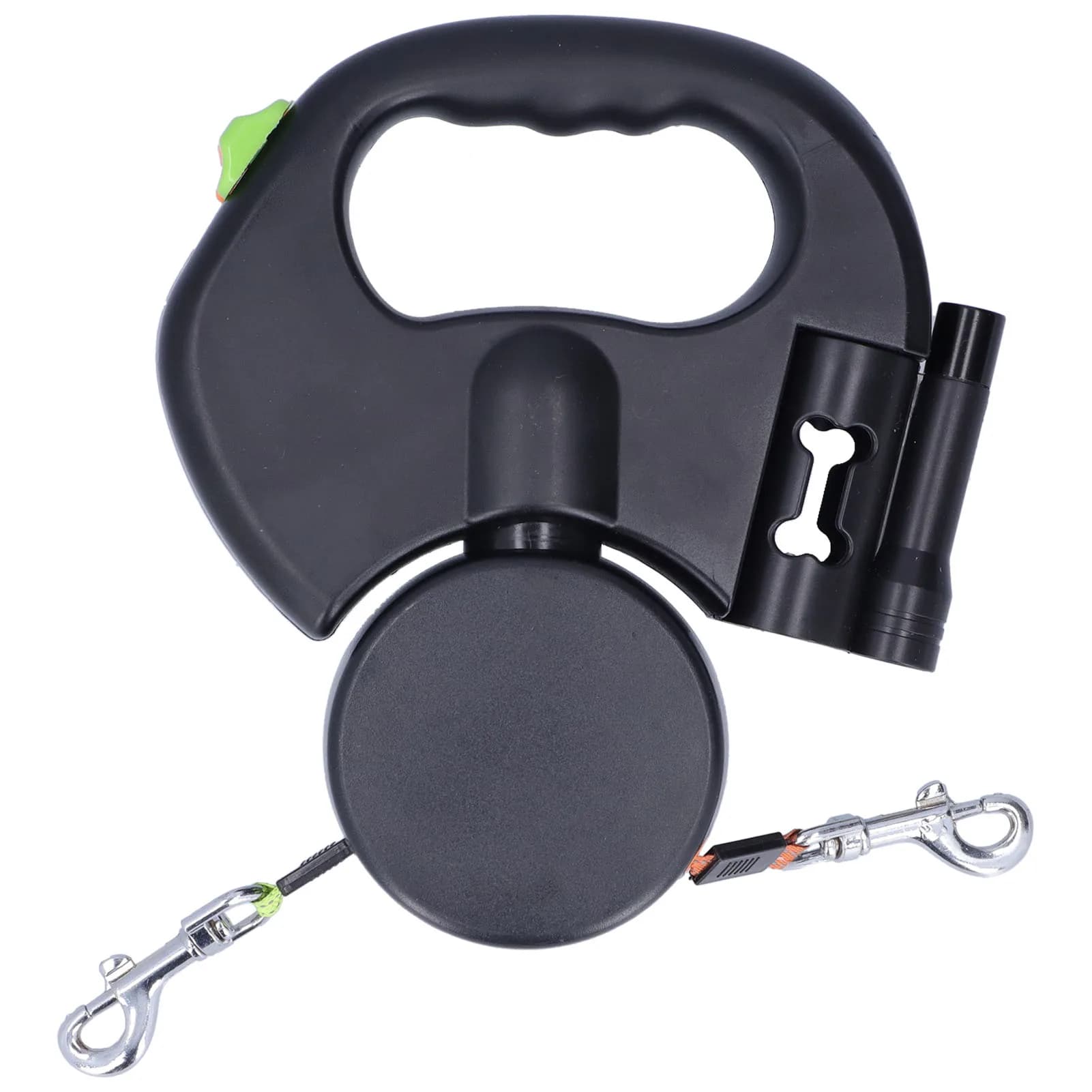 Guinzaglio Doppio Retrattile per 2 Cani, Guinzaglio Automatico Retrattile per Animali Domestici con Torcia e Dispenser Sacchetti