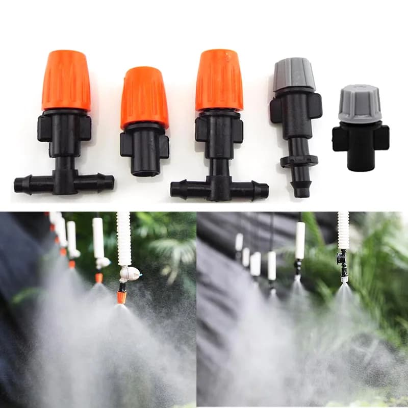 10pcs 1/4 "Giardino di irrigazione Appeso Nebbia Sprinkler Ugello tee 4/7 tubo di Nebbia nebbia spruzzatore di acqua Kit Per Il Giardino serra