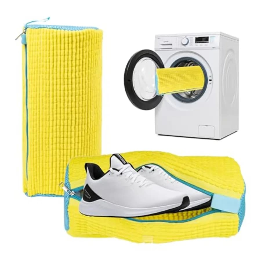 Shoe Washing Machine Bag - Fluffy Fibers Shoe Laundry Bag for Washer and Dryer - Adjustable Shoe Bag for Washing Machine 1