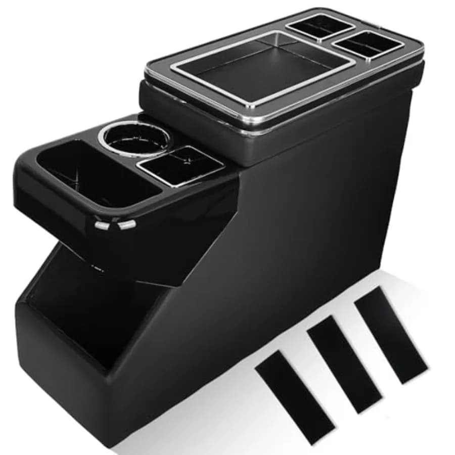 Organizer Universale per Console Centrale per VW T5 T6 Peugeot Traveller Mercedes Opel Toyota - Scatola Portaoggetti Nera con Scomparto Scorrevole