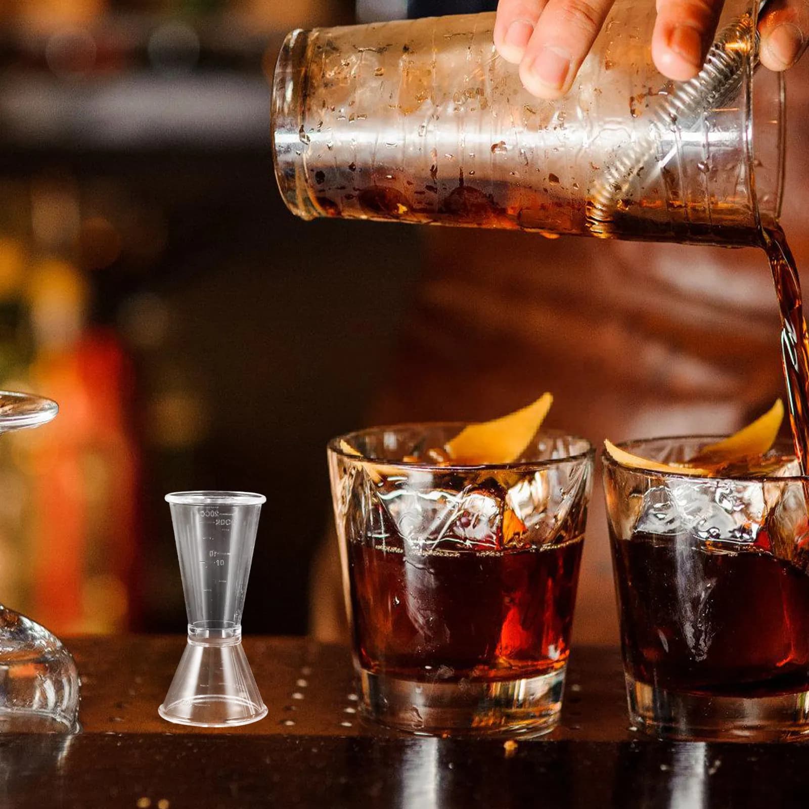 Set di 2 Misurini Doppi in Resina per Cocktail, Strumento di Misurazione per Liquori e Shaker da Bar
