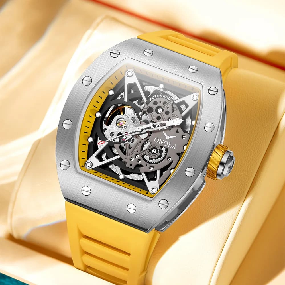 Luxury Watches Men Fashion Hollow Automatic Mechanical Watch Watch for Men Sports Silicone Strap Waterproof Sports Clock Male