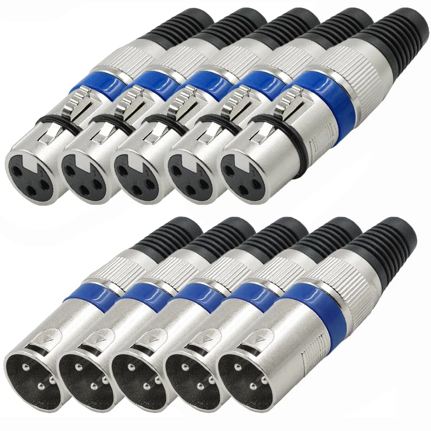 10 Pezzi Connettore XLR a 3 Pin per Microfono, Adattatore Audio Femmina Maschio per Riparazione Mixer DMX NG4S