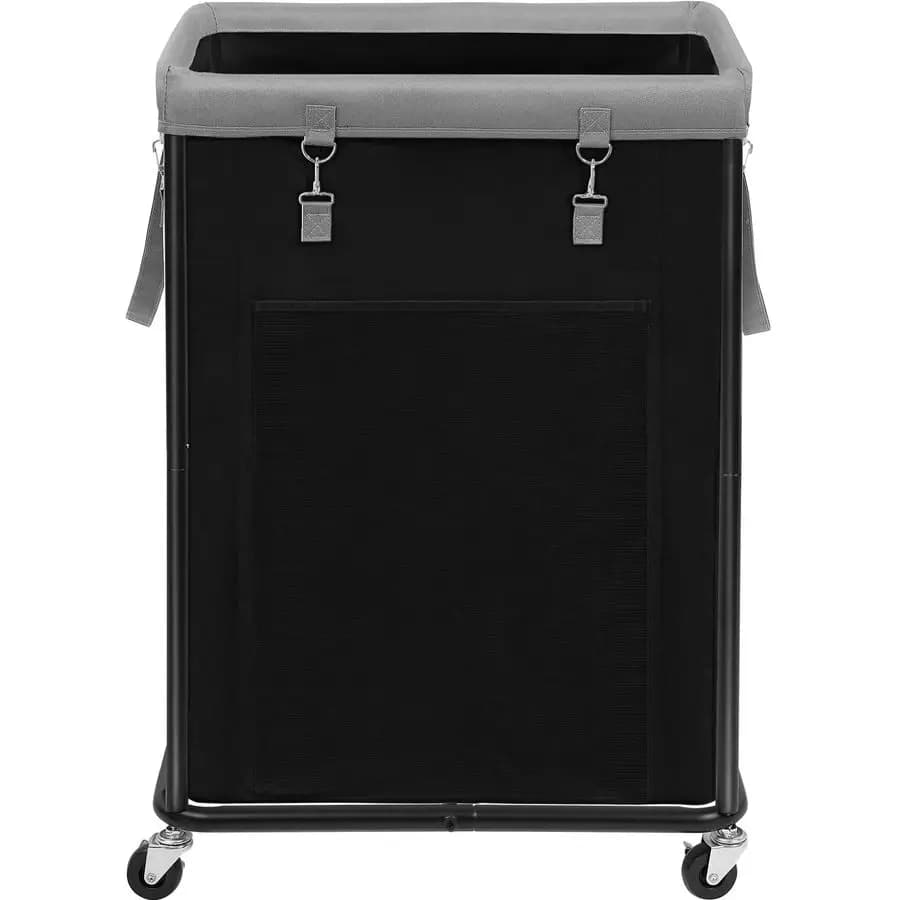Large Wallet Basket with Wheel 160L, White Basket with Wheels and Metal Structure, Removable Bag, Dress Basket