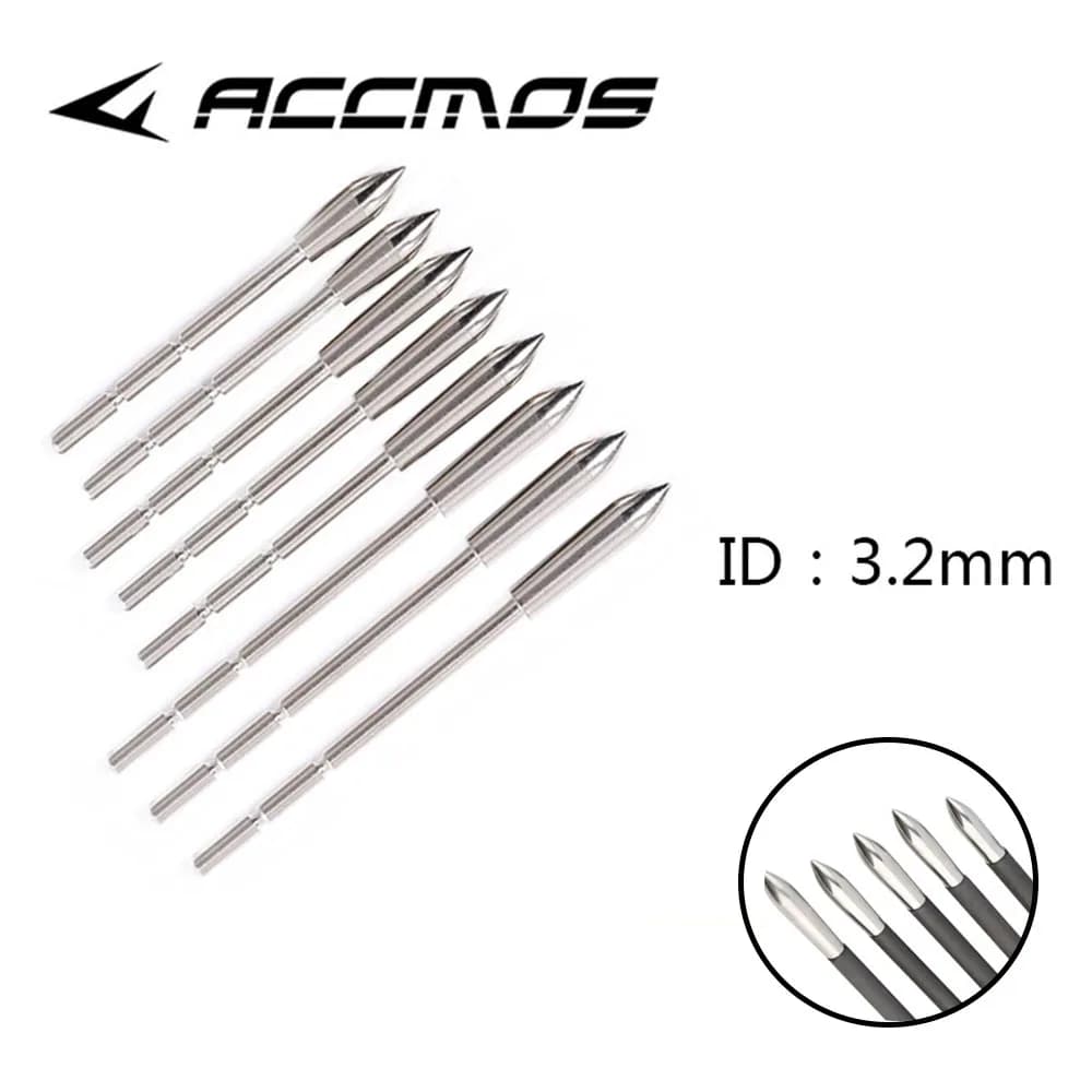 12/24 pezzi 3.2mm punta di freccia fai da te 80 100 120 grana punta di proiettile punta di freccia ID3.2 mm albero di freccia punta bersaglio accessorio per tiro con l'arco