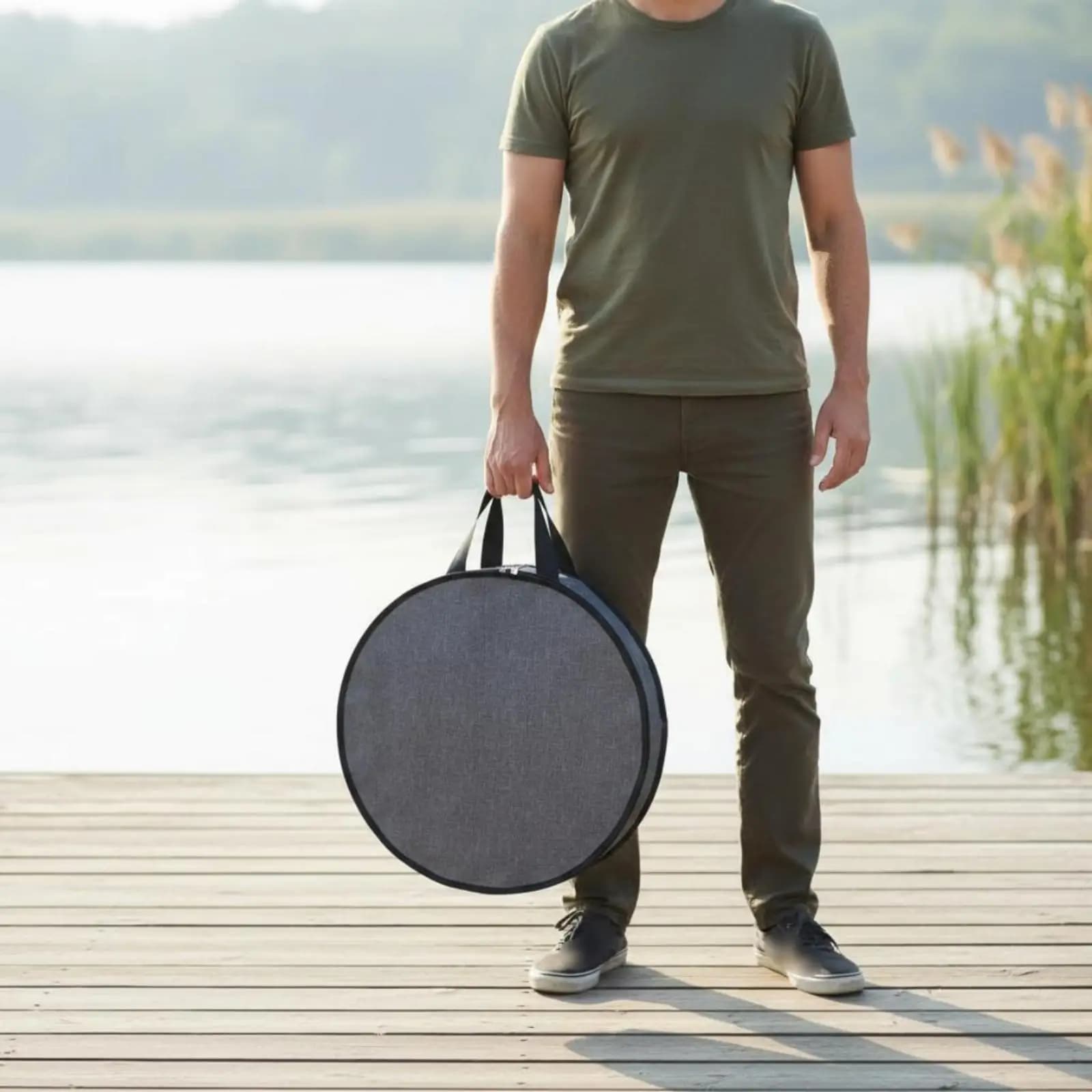 Oxford Cloth Round Fishing Storage Container Abrasion Resistant Fishing Net Bag for Fishing Tools and Equipment