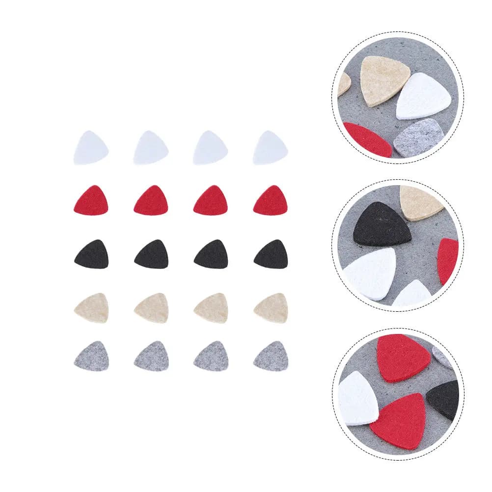 20Pcs Felt Guitar Picks Mixed Colors Heart Shape Protective Finger Ukulele Classical Bass Tetrachord Music Supply