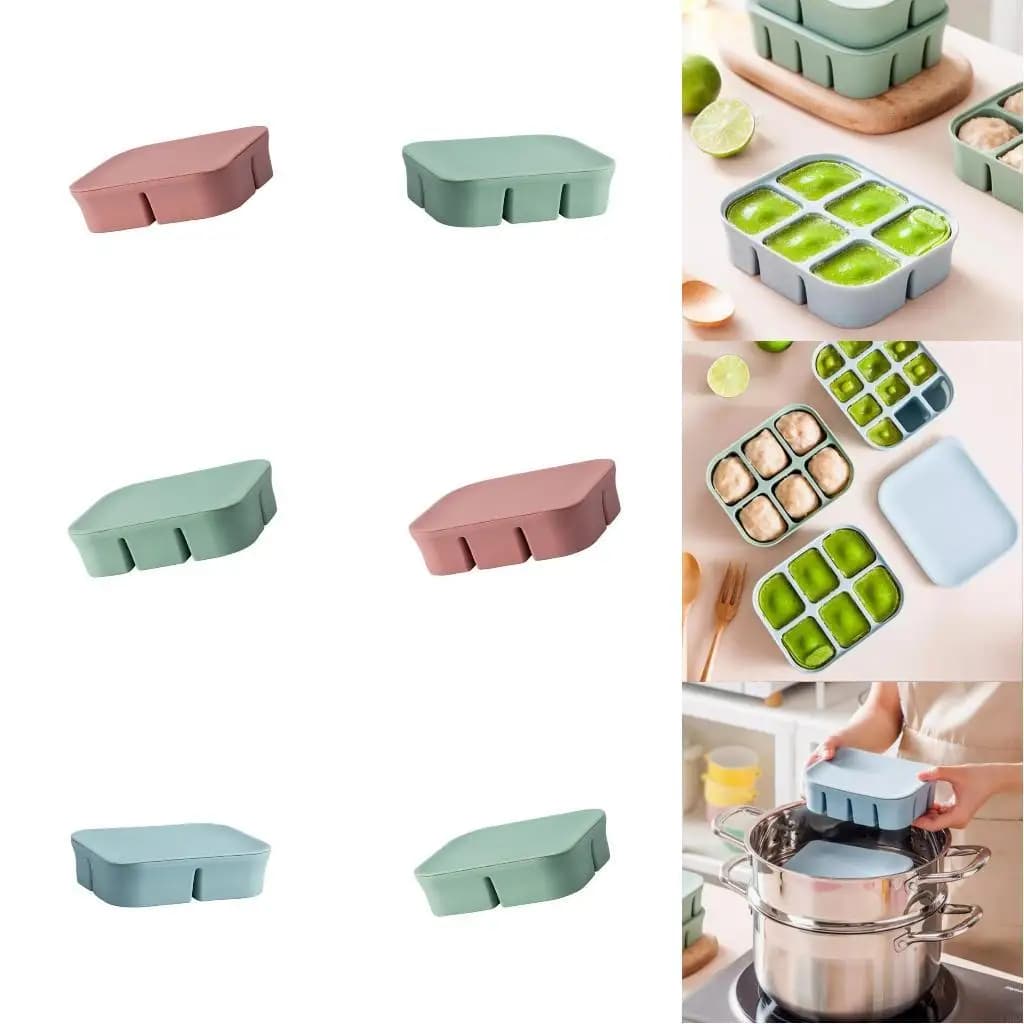 Scatola per alimenti per bambini in silicone con 6 sezioni Contenitore per bambini adatto microonde Uso semplice L8RB