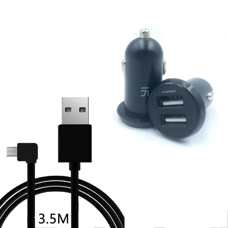 For xiaomi yi Car charge Dual USB Port yi car charger car adapter for Dash Cam for cable yi Micro USB cable for DVR for car