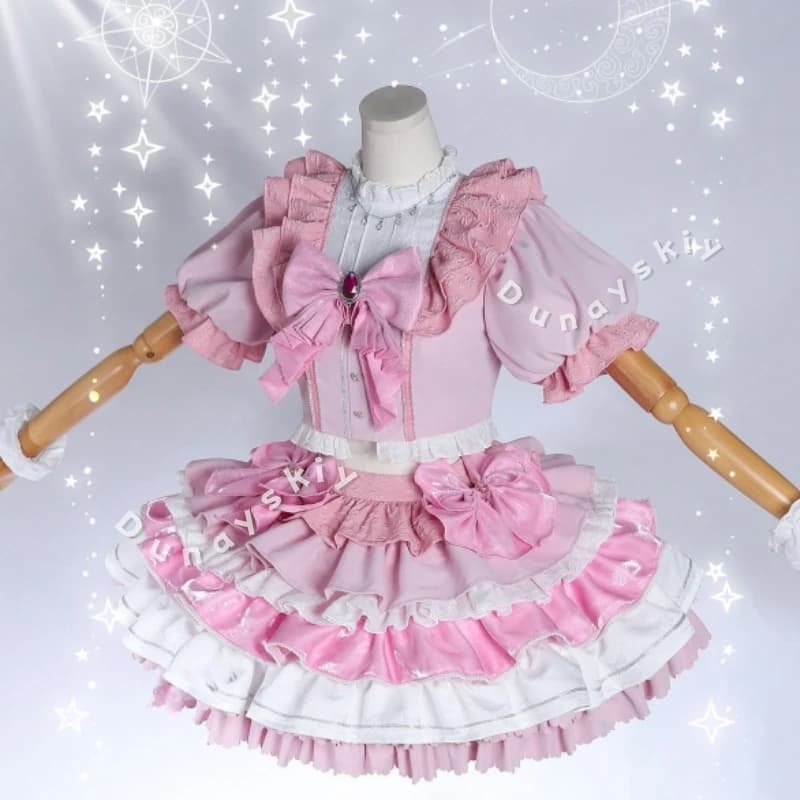 Kaname Madoka Magica Cosplay Costume, Pink Idol Dress, Vaporosa Lolita Gonna, Butterfly Hair Clip, Idol Ballcoscenic Dress