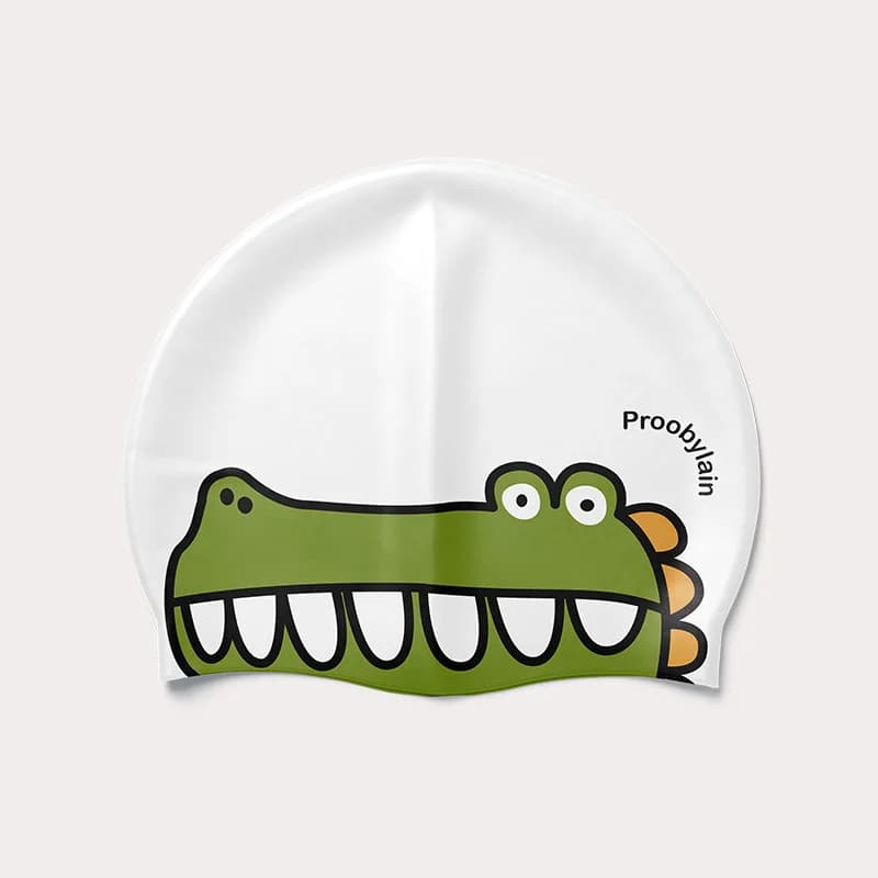 【Little Crocodile】Silicone swimming cap for both men and women, suitable for large head sizes, non-restrictive, waterproof and ear-protective