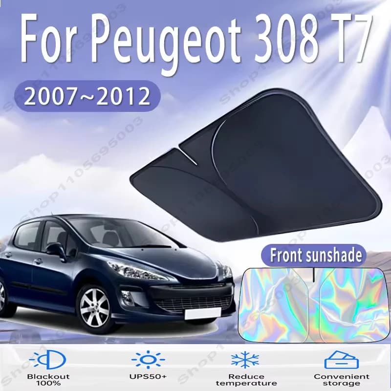 Front Windshield Sun Shade For Peugeot 308 T7 2007~2012 Custom Fit Foldable UV Reflective Sun Heat Protection Car Interior 2008