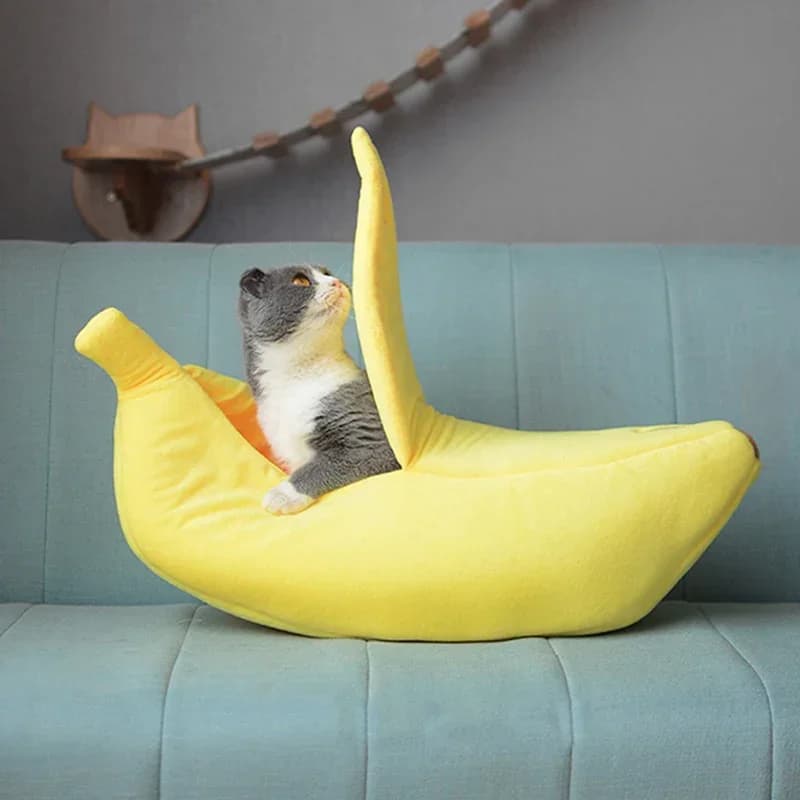 Cuccia Calda a Forma di Banana per Cani e Gatti, Cesto Accogliente, Cuscino per Cuccioli e Gattini, Cuccia Portatile, Tappetino per Dormire, Accessori per Gatti